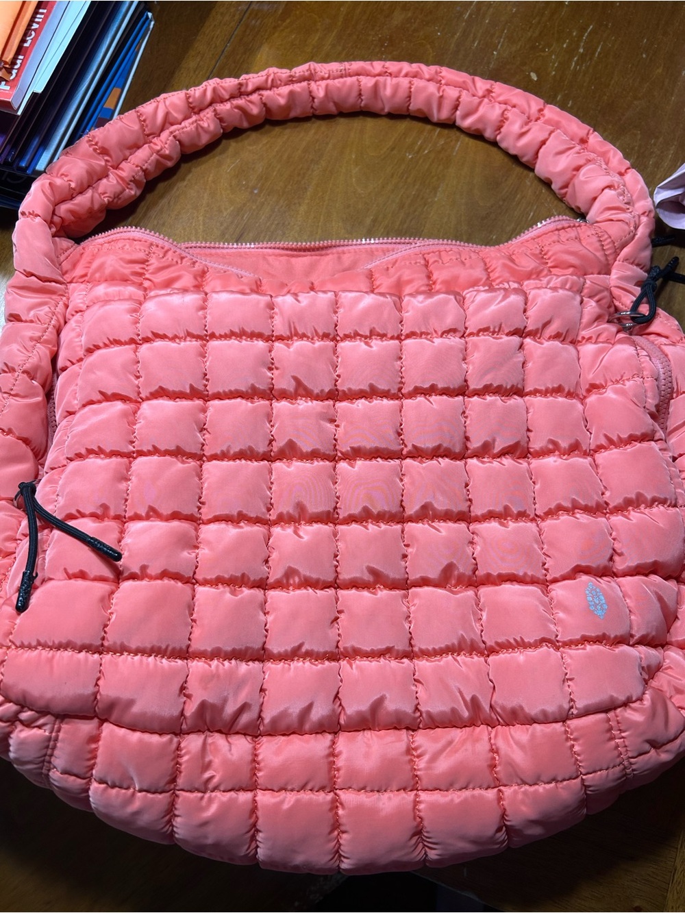 Free people quilted bag in Coral color